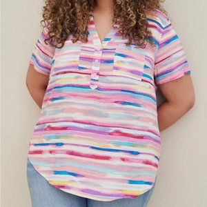 Torrid Harper Challis Pullover Short Sleeve Blouse NWT Size 2